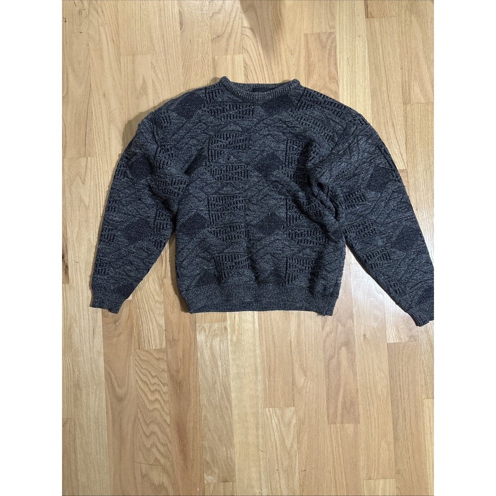Knit Patterned Medium Relaxed Fit Sweater Grey